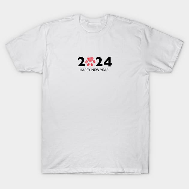 2024 text with doodle red paw print T-Shirt by GULSENGUNEL